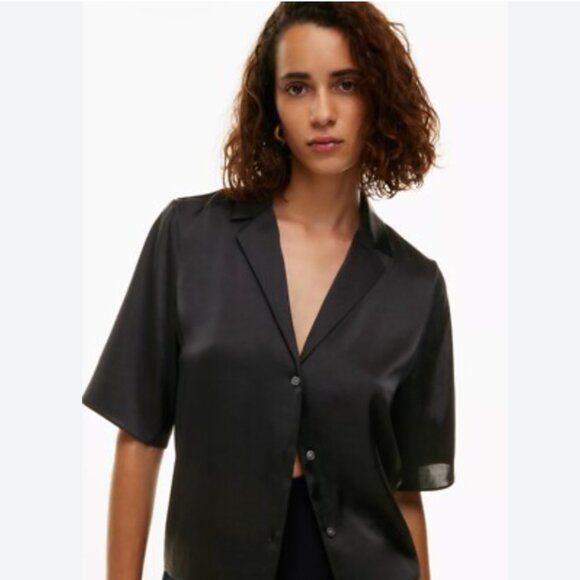 Aritzia Wilfred Beso Shirt | SATIN BLACK | Size L - Picture 3 of 5